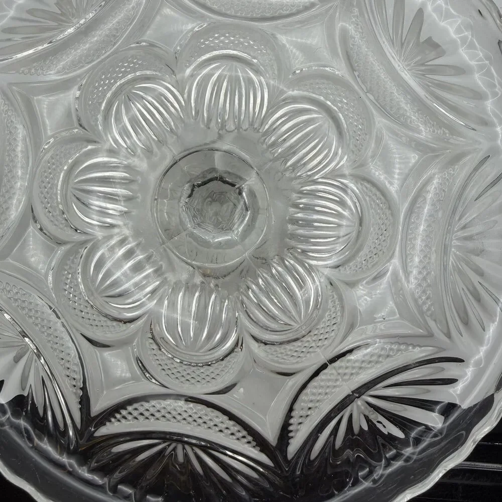 EAPG Bryce Higbee New Crescent Clear Glass Cake Stand Vintage in Great Condition